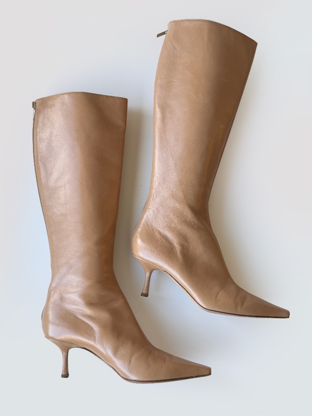 Vintage Jimmy Choo Nude Leather Knee-High Boots, IT 38.5, approx. US 7.5